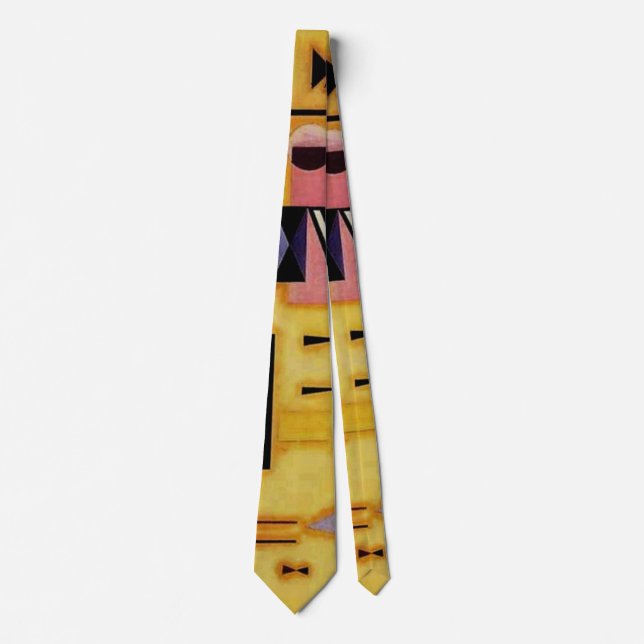 Kandinsky Abstract Decisive Pink Geometric Shapes Tie (Front)