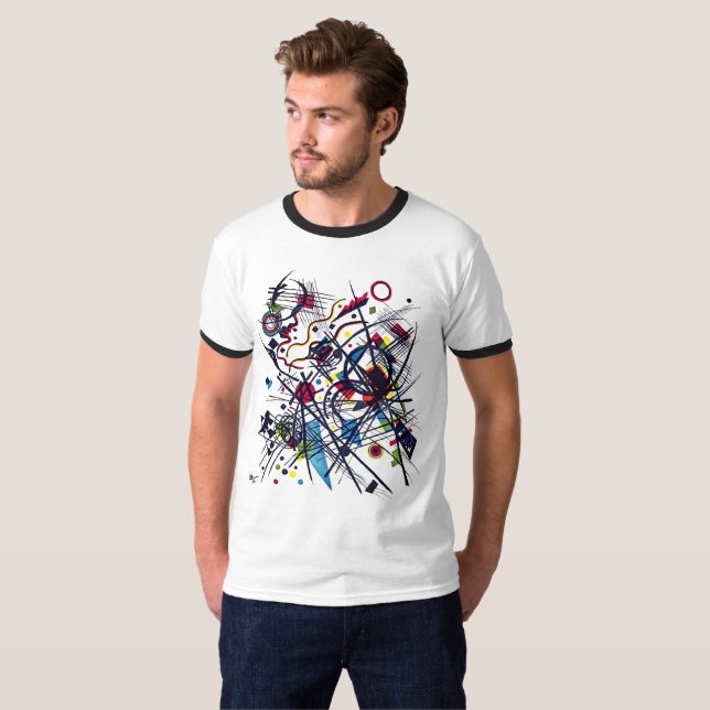 Kandinsky Abstract Lithograph Retro Ringer T-Shirt (Front Full)