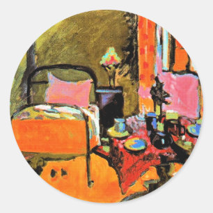 Kandinsky - Bedroom in Aintmillerstrasse, Classic Round Sticker