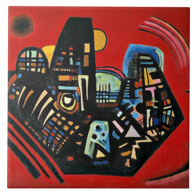 Kandinsky - Black-Red, famous painting Tile (Front)