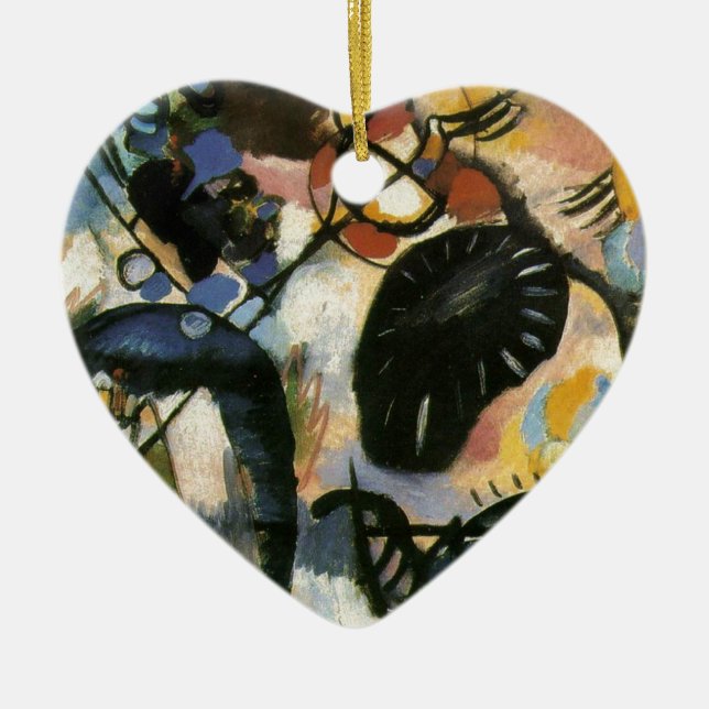 Kandinsky Black Spot Abstract Artwork Ceramic Tree Decoration (Front)