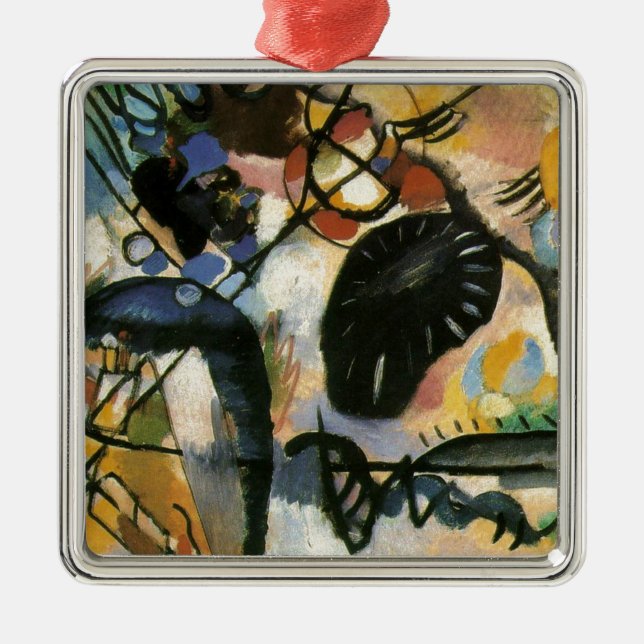 Kandinsky Black Spot Abstract Artwork Metal Tree Decoration (Front)