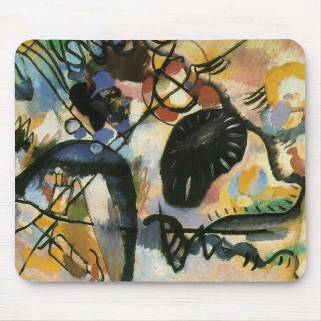 Kandinsky Black Spot Abstract Artwork Mouse Mat (Front)