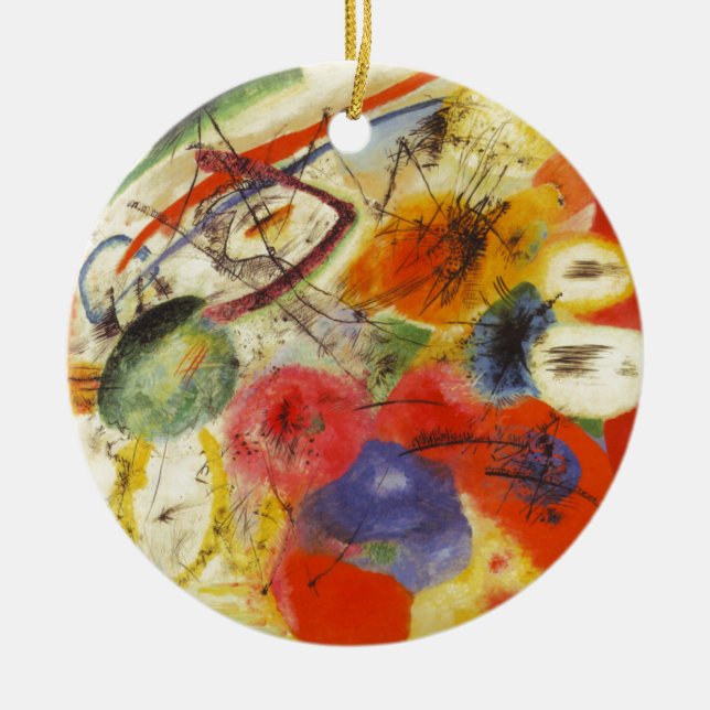 Kandinsky Black Strokes Abstract Painting Ceramic Tree Decoration (Front)
