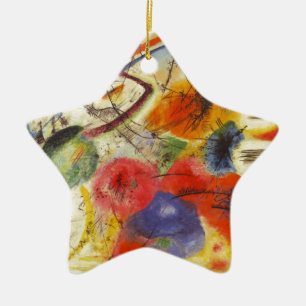 Kandinsky Black Strokes Abstract Painting Ceramic Tree Decoration