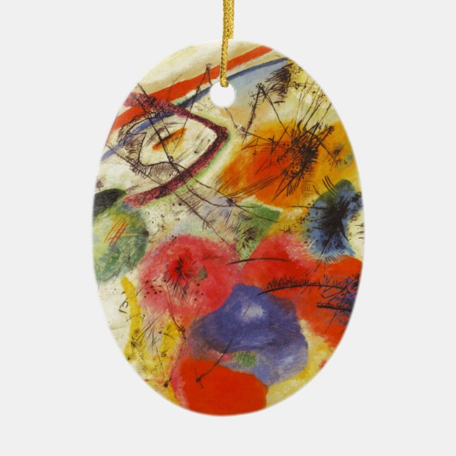 Kandinsky Black Strokes Abstract Painting Ceramic Tree Decoration (Front)