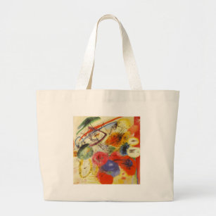 Kandinsky Black Strokes Abstract Painting Large Tote Bag