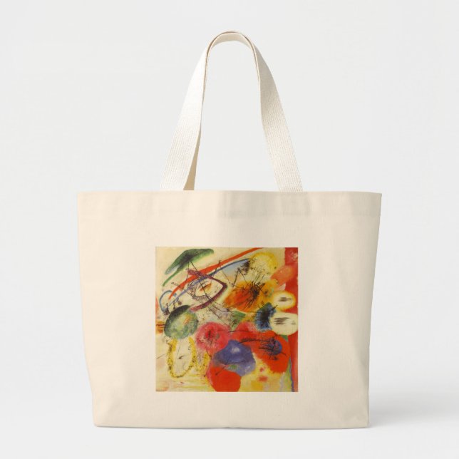 Kandinsky Black Strokes Abstract Painting Large Tote Bag (Front)