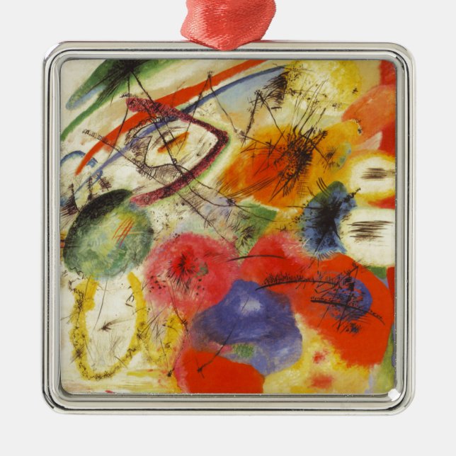 Kandinsky Black Strokes Abstract Painting Metal Tree Decoration (Front)