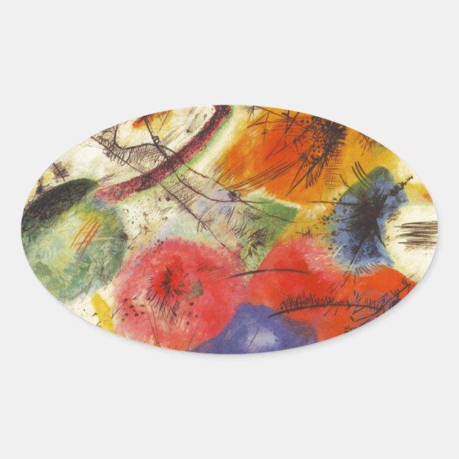 Kandinsky Black Strokes Abstract Painting Oval Sticker (Front)