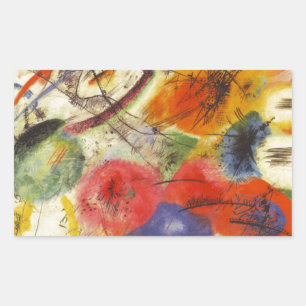 Kandinsky Black Strokes Abstract Painting Rectangular Sticker