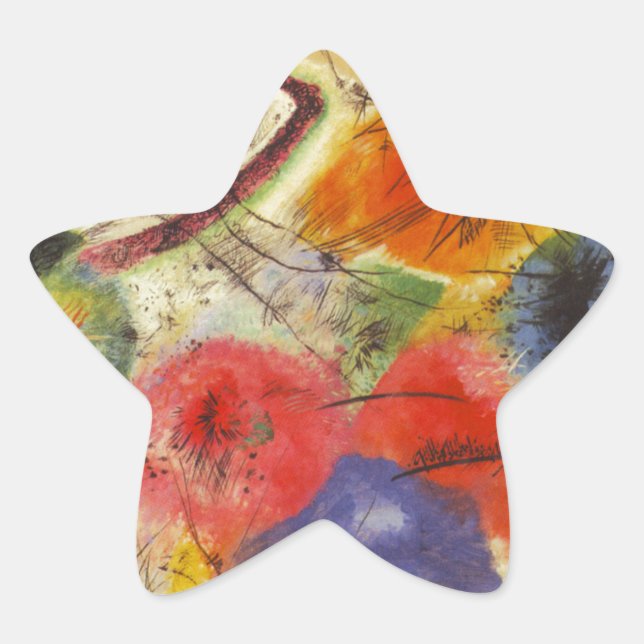 Kandinsky Black Strokes Abstract Painting Star Sticker (Front)