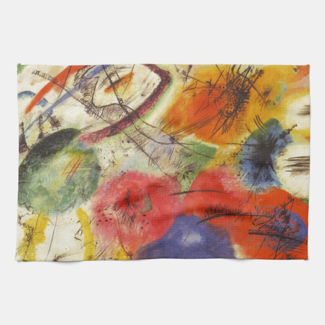 Kandinsky Black Strokes Abstract Painting Tea Towel (Horizontal)
