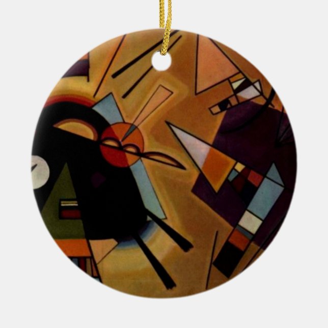 Kandinsky Black Violet Ceramic Tree Decoration (Front)