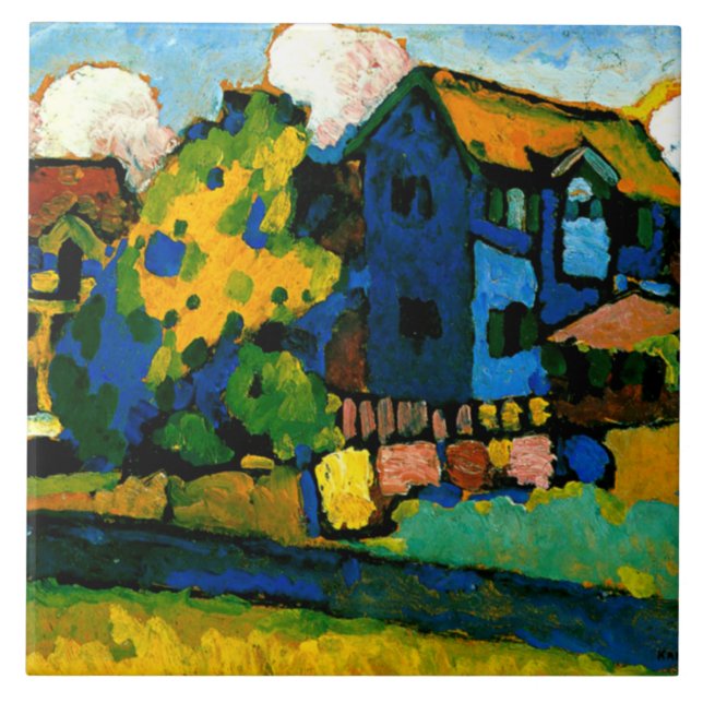 Kandinsky - Blaues Haus Klein Tile (Front)