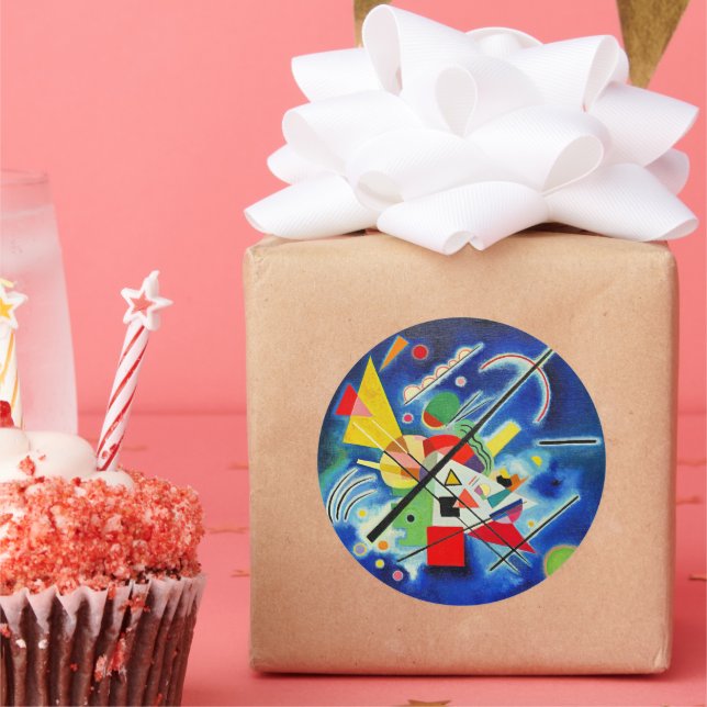 Kandinsky - Blue Painting, famous abstract artwork Classic Round Sticker (Party)