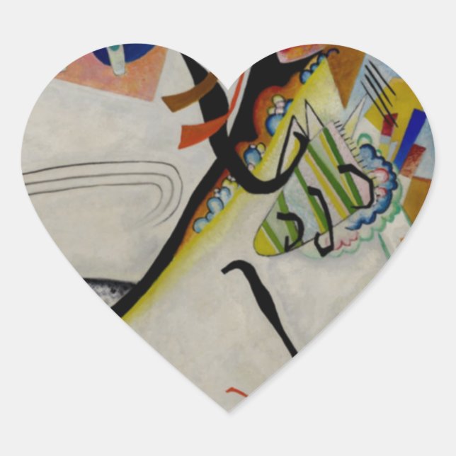 Kandinsky Blue Segment Heart Sticker (Front)