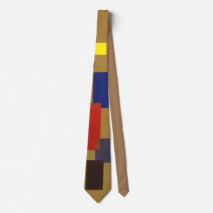 Kandinsky Brown Red Yellow Blue Abstract Painting Tie