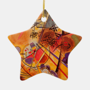 Kandinsky Brown Yellow Red Blue Ceramic Tree Decoration