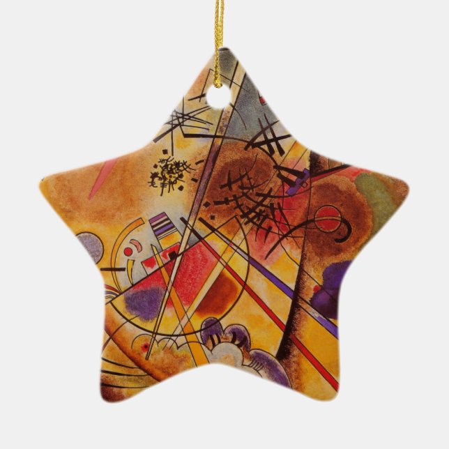 Kandinsky Brown Yellow Red Blue Ceramic Tree Decoration (Front)