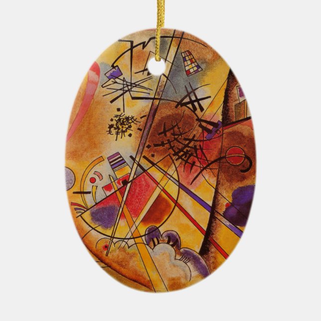 Kandinsky Brown Yellow Red Blue Ceramic Tree Decoration (Front)