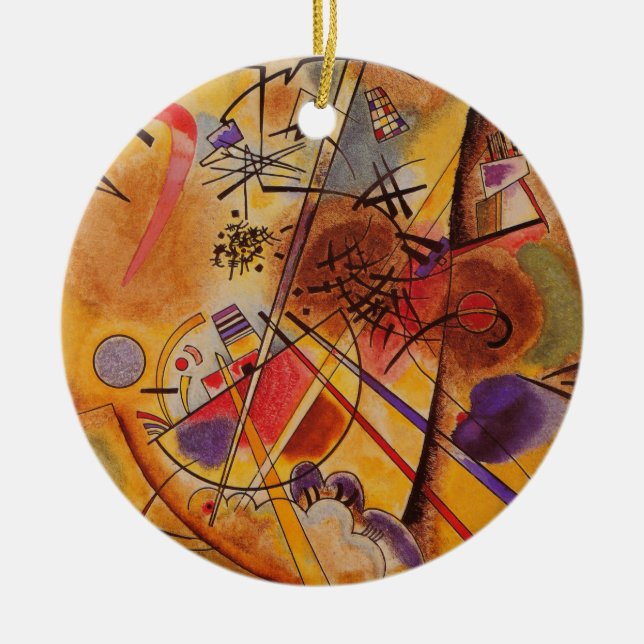 Kandinsky Brown Yellow Red Blue Ceramic Tree Decoration (Front)