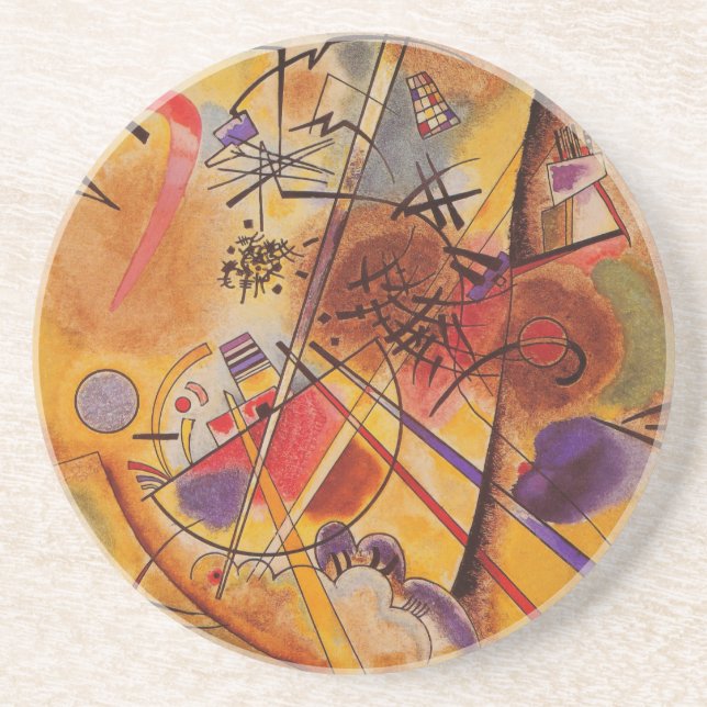 Kandinsky Brown Yellow Red Blue Coaster (Front)