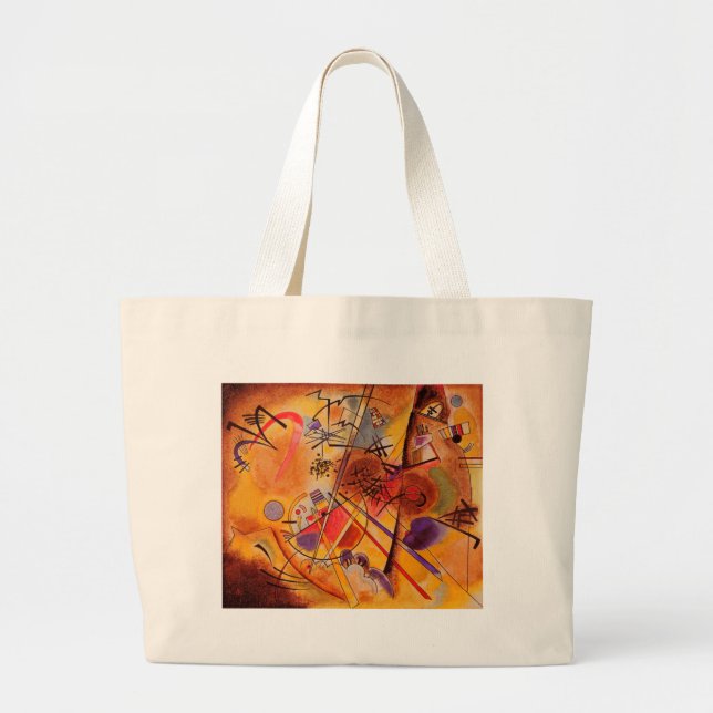 Kandinsky Brown Yellow Red Blue Large Tote Bag (Front)