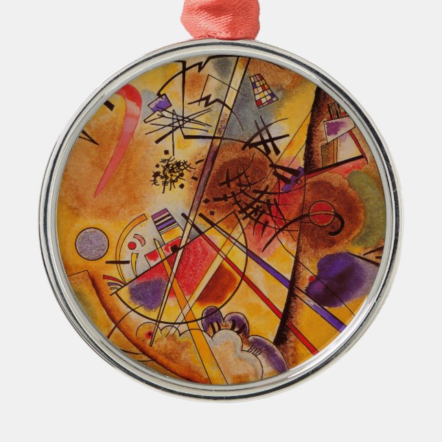 Kandinsky Brown Yellow Red Blue Metal Tree Decoration (Front)