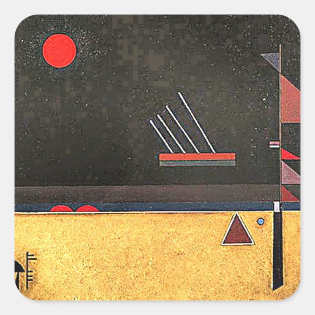 Kandinsky - Brownish, abstract art Square Sticker (Front)