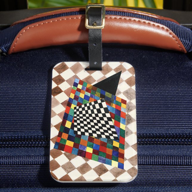 Kandinsky - Checked, colourful abstract painting, Luggage Tag (Front Insitu 2)