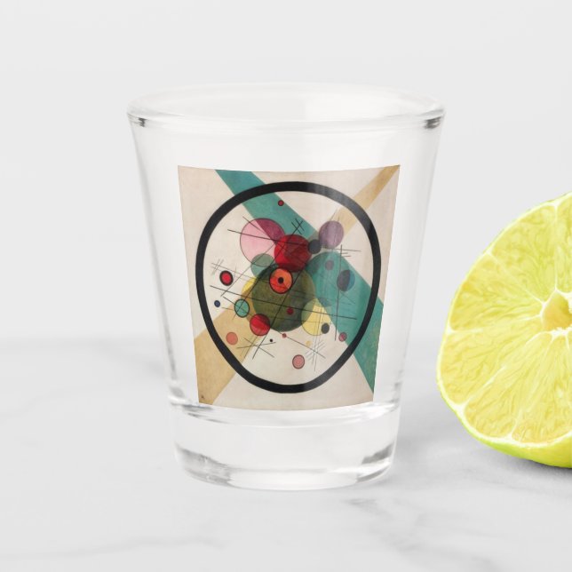Kandinsky Circles in a Circle Painting Shot Glass (Front)