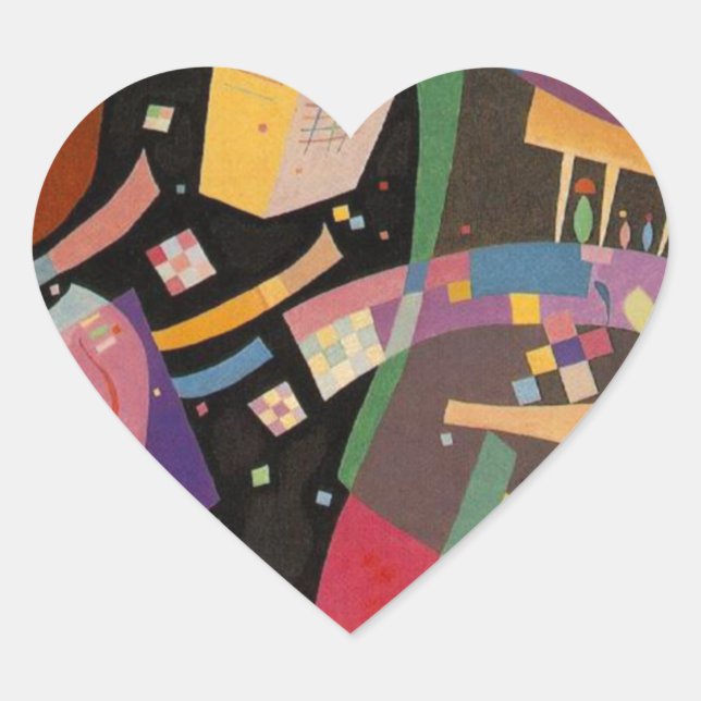 Kandinsky Composition 10 Abstract Painting Heart Sticker (Front)