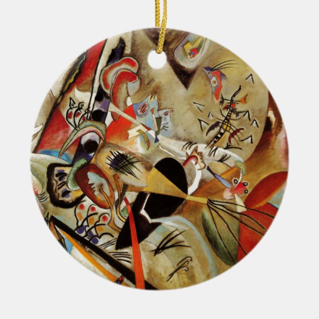 Kandinsky Composition Abstract Ceramic Tree Decoration (Front)