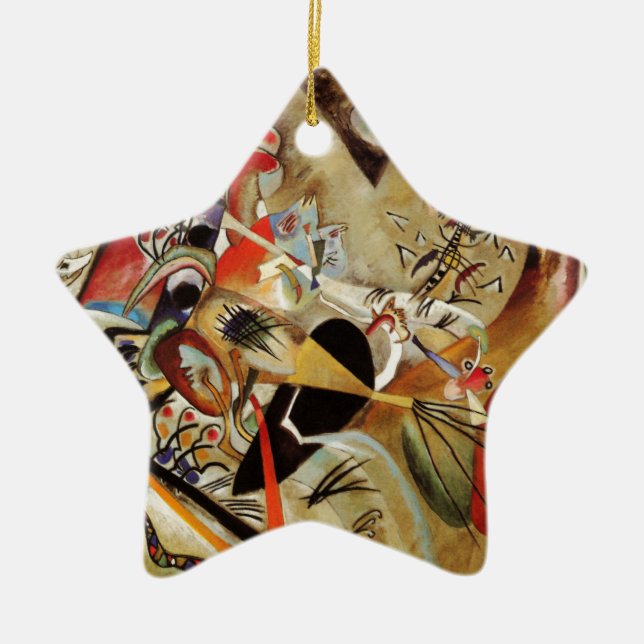 Kandinsky Composition Abstract Ceramic Tree Decoration (Front)