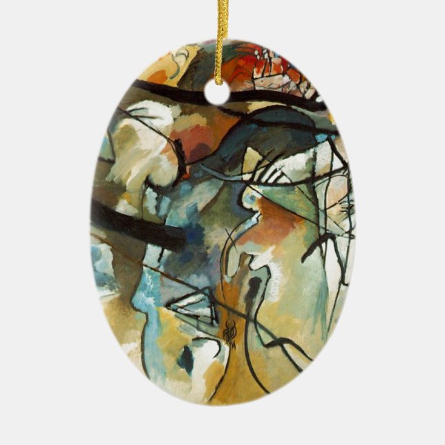 Kandinsky Composition V Abstract Painting Ceramic Tree Decoration (Front)