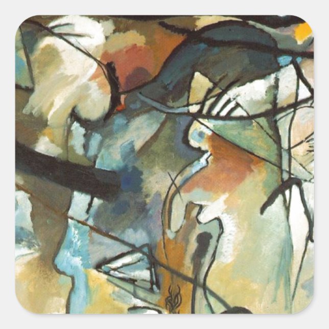 Kandinsky Composition V Abstract Painting Square Sticker (Front)