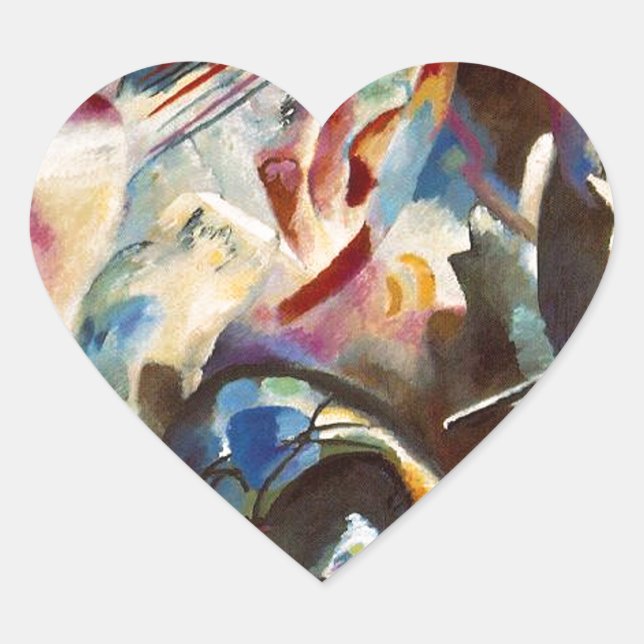 Kandinsky Composition VI Abstract Painting Heart Sticker (Front)