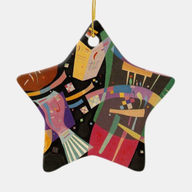 Kandinsky Composition X Abstract Artwork Ceramic Tree Decoration (Front)