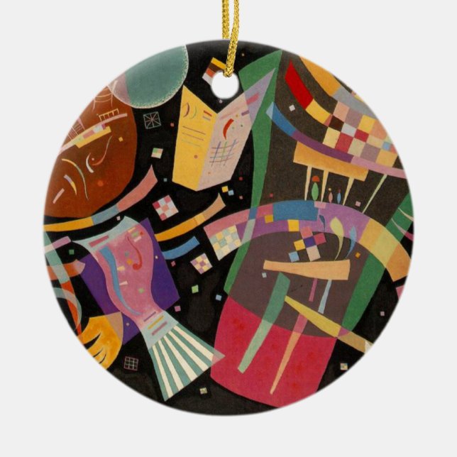 Kandinsky Composition X Abstract Artwork Ceramic Tree Decoration (Front)