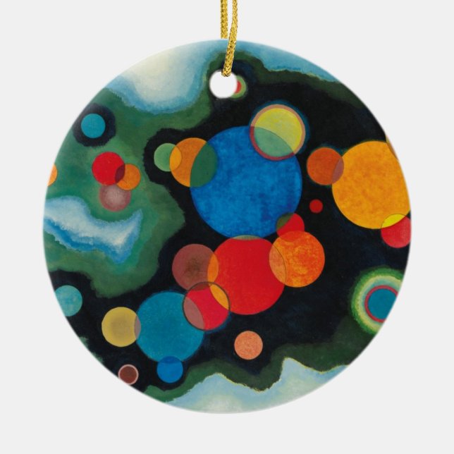 Kandinsky Deepened Impulse Abstract Oil on Canvas Ceramic Tree Decoration (Front)