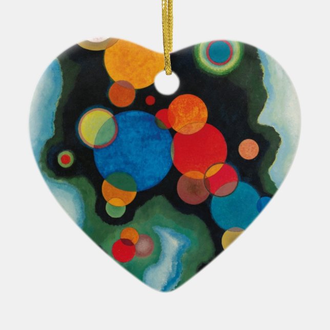 Kandinsky Deepened Impulse Abstract Oil on Canvas Ceramic Tree Decoration (Front)
