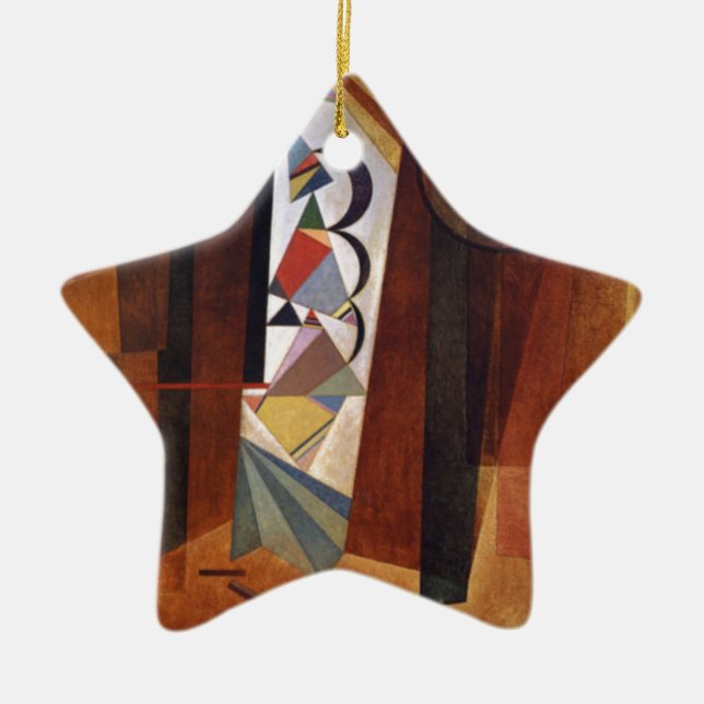 Kandinsky Development in Brown Abstract Painting Ceramic Tree Decoration (Front)