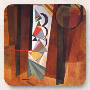 Kandinsky Development in Brown Abstract Painting Coaster