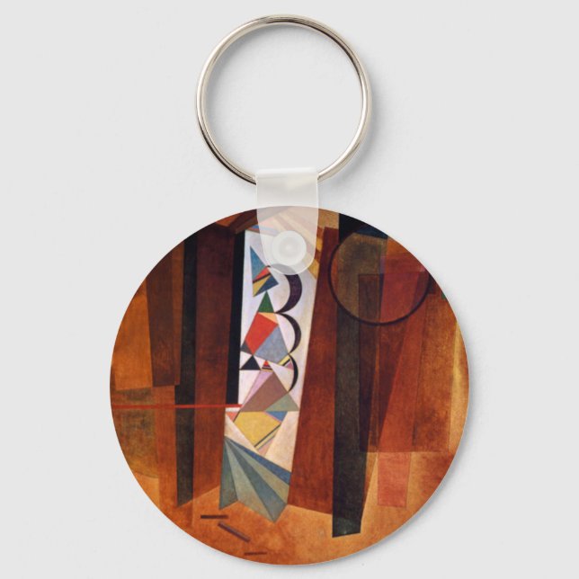 Kandinsky Development in Brown Abstract Painting Key Ring (Front)