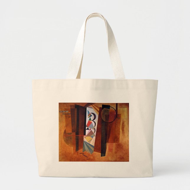 Kandinsky Development in Brown Abstract Painting Large Tote Bag (Front)