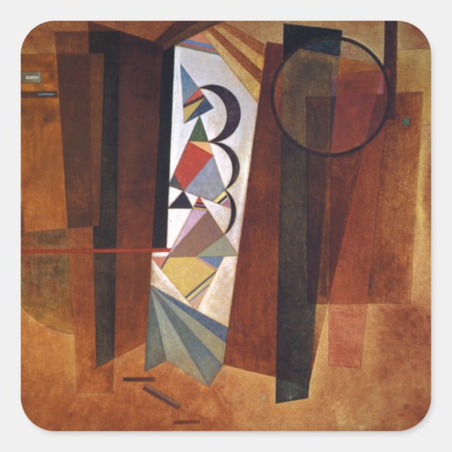 Kandinsky Development in Brown Abstract Painting Square Sticker (Front)