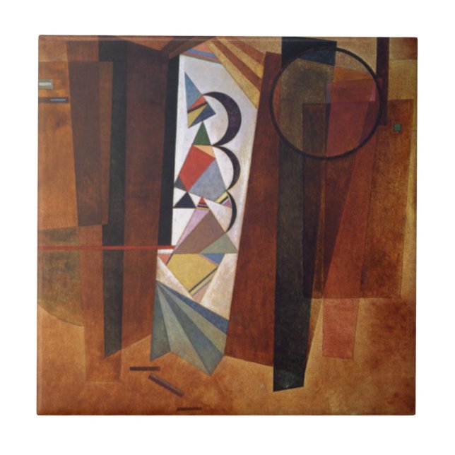 Kandinsky Development in Brown Abstract Painting Tile (Front)