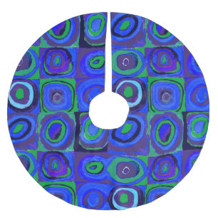 Kandinsky Farbstudie Blue Quadrate Square Circle  Brushed Polyester Tree Skirt