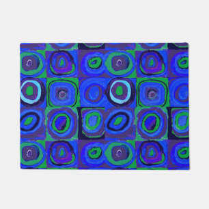 Kandinsky Farbstudie Blue Quadrate Square Circle  Doormat